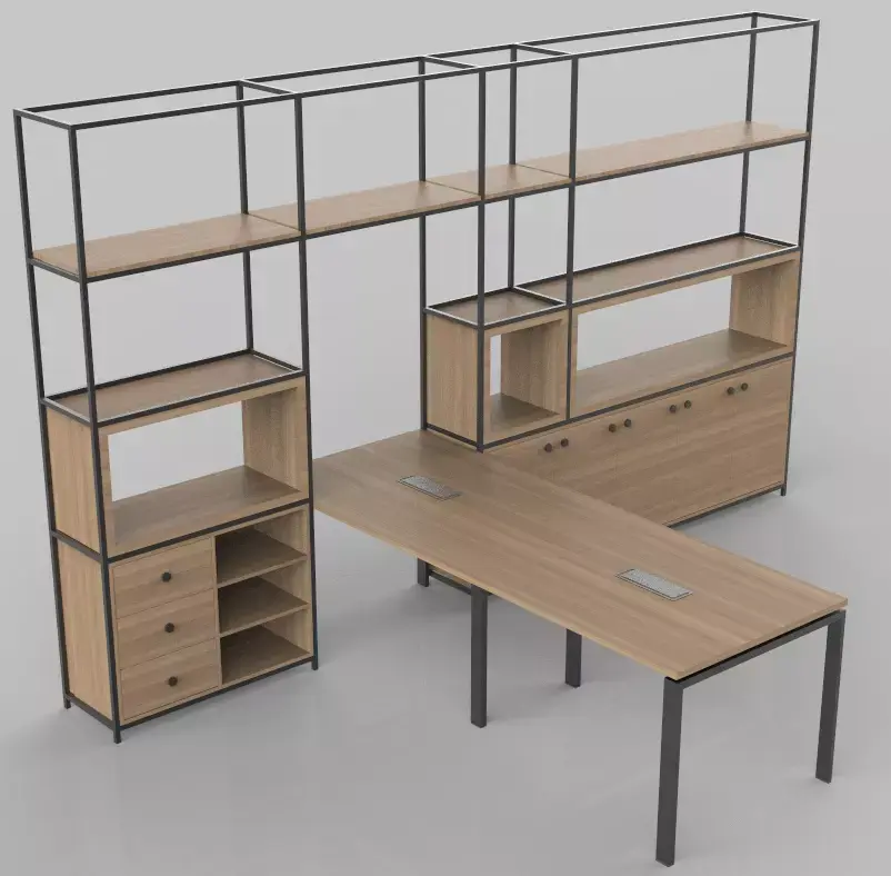 office book shelf with metal 4000x2400mm Low-poly 3D model