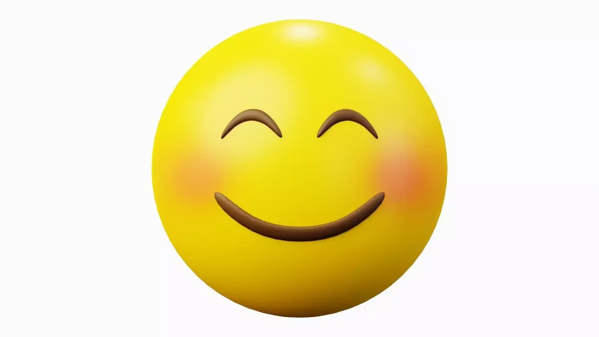 Blushing Smile Yellow Ball Emoticon Emoji or Smiley 3D model