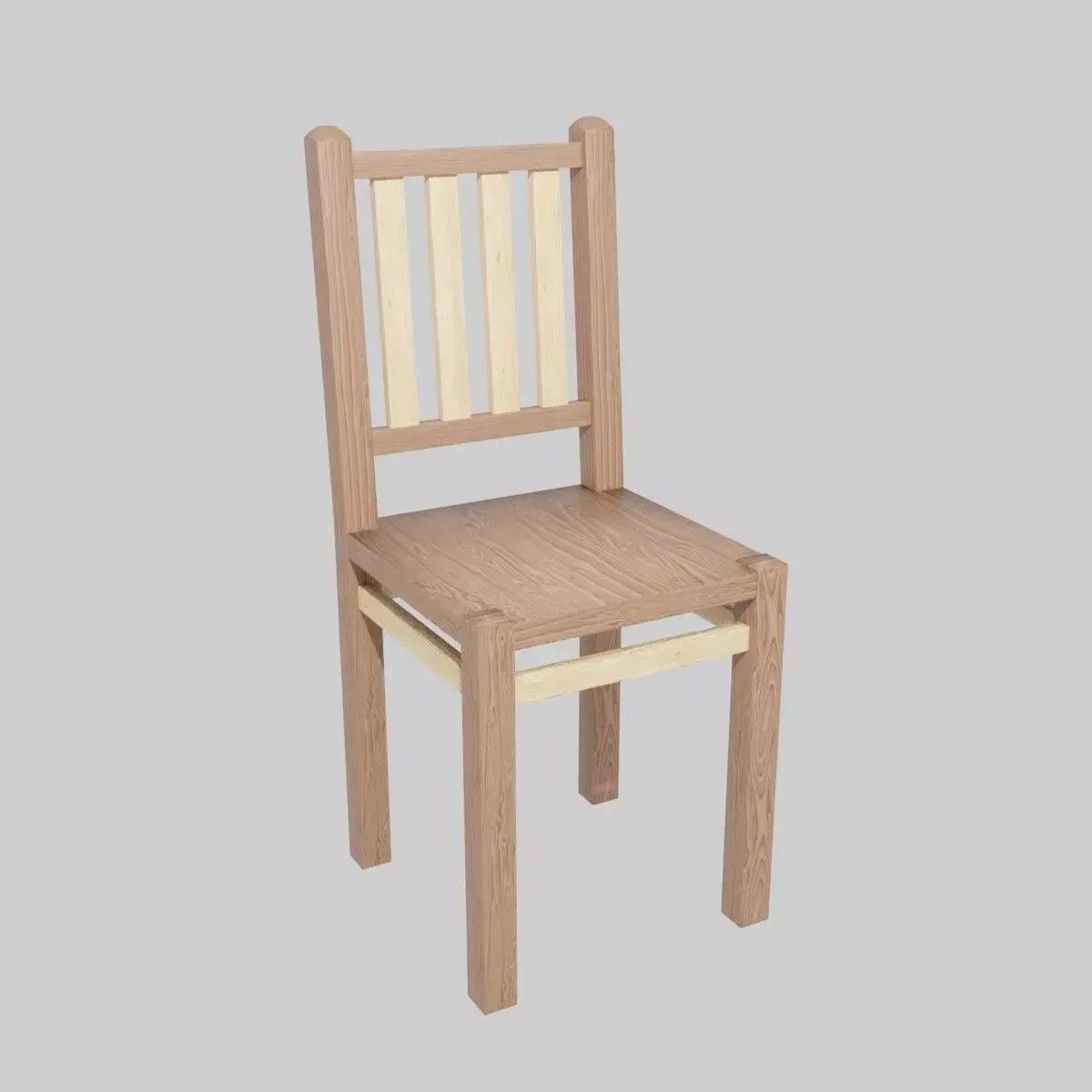 Wooden Chair Low-poly 3D model 20