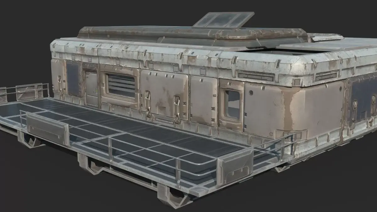 Future sci-fi style outpost battle house 3D model