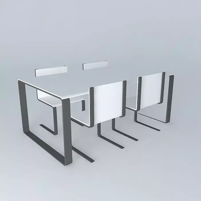 Modern dining table with chairs Free 3D model