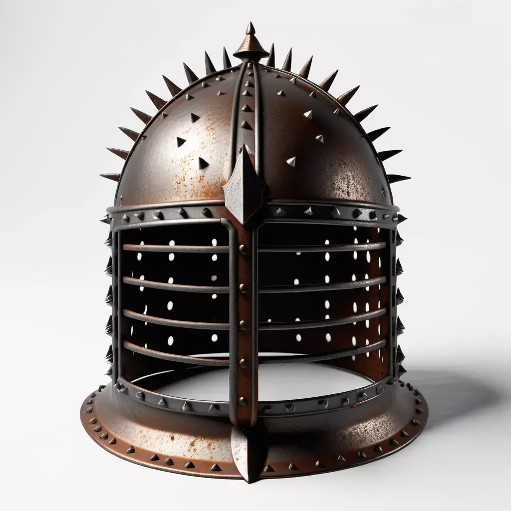 Rusty Medieval Cage Helmet 3D model