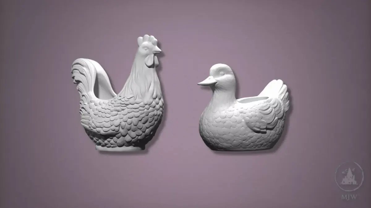 Farmhouse Duck and Hen Planter Free STL 3D Print Free 3D print model