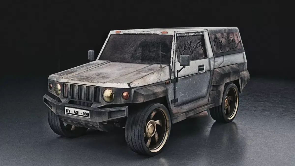 SUV with shiny wheels Low-poly 3D model