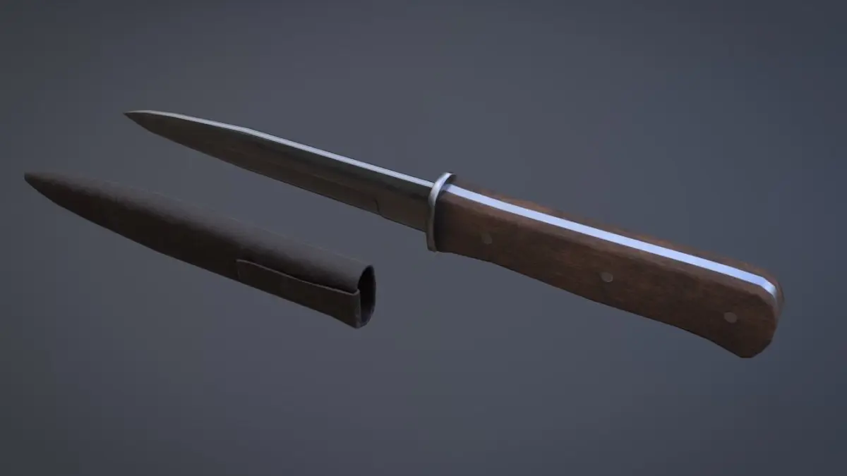 WW1 German Knife with a satch asset Free low-poly 3D model