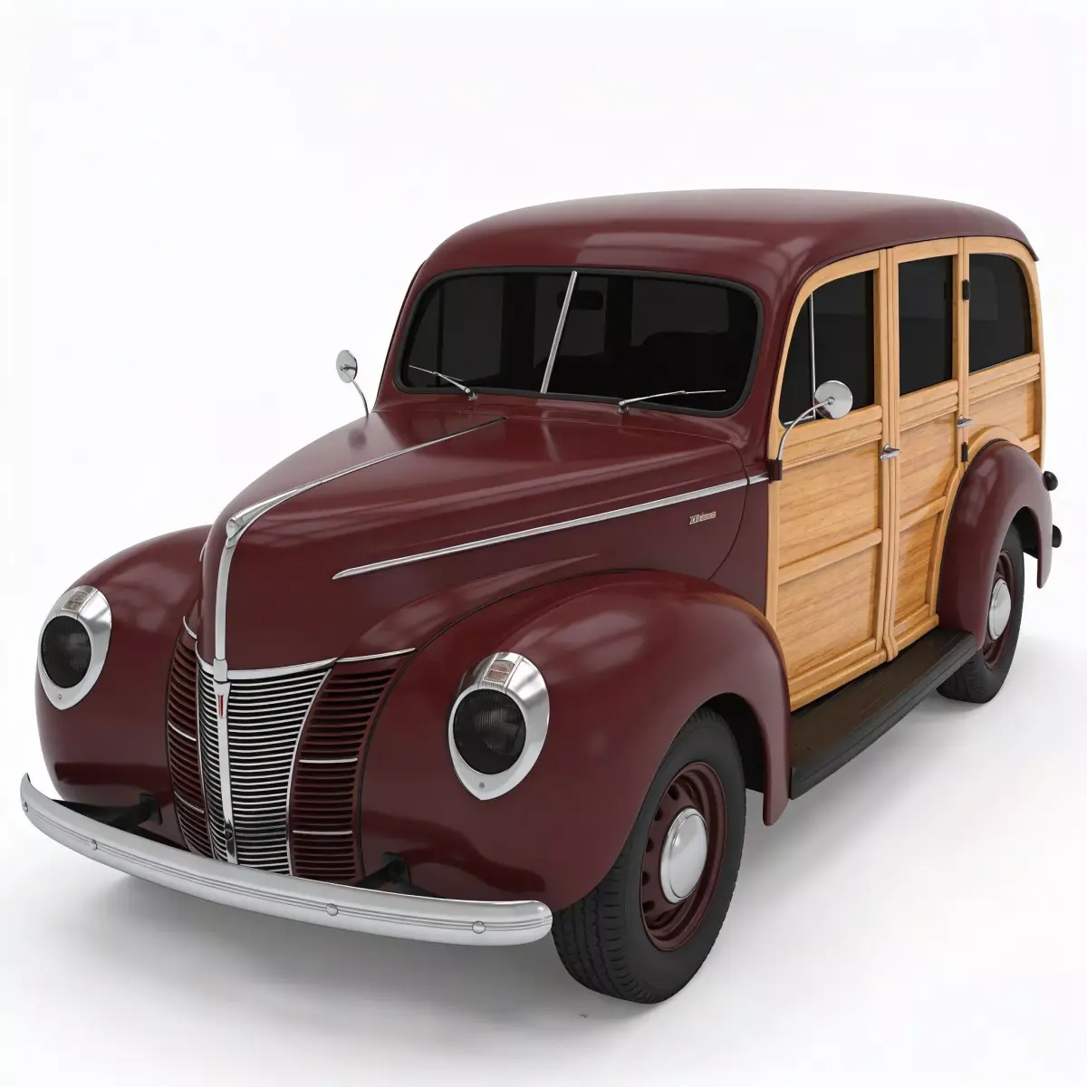 Retro Vintage Woody Station Wagon Vehicle 3d model Low-poly 3D model
