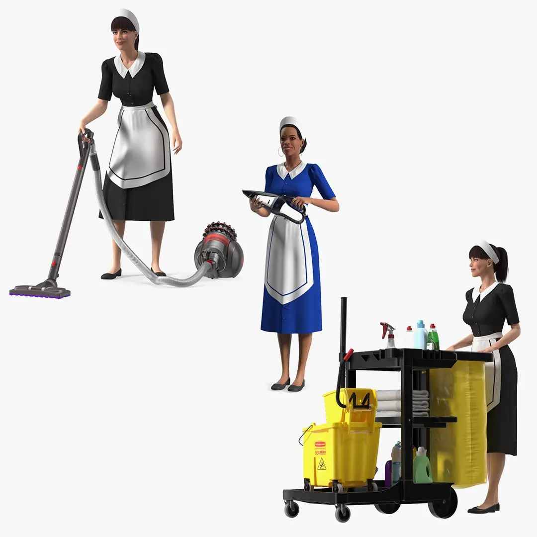 Rigged Housekeeping Maids Collection 2 for Cinema 4D 3D model