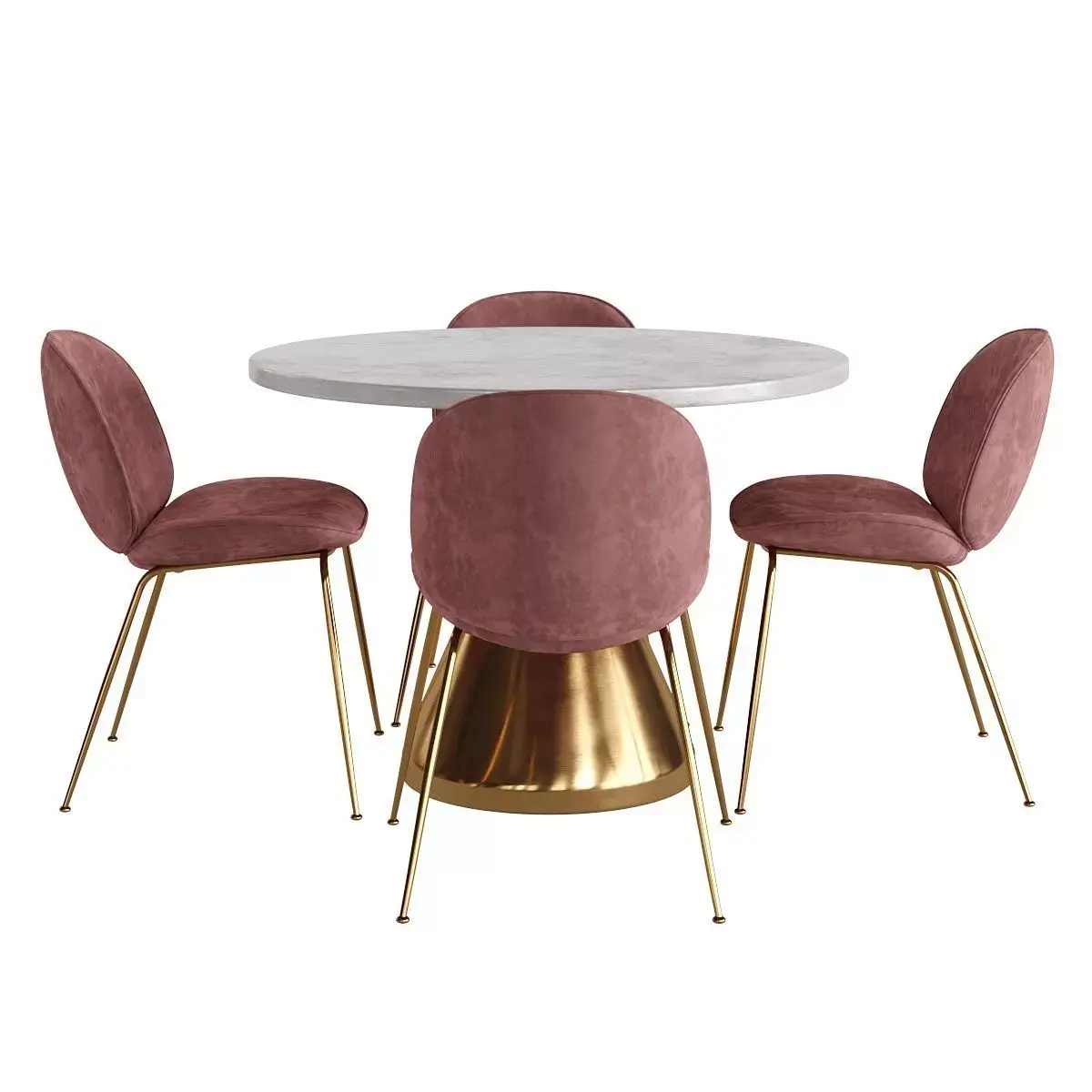 Gubi Beetle Chair and Silhouette Pedestal Round Dining Table 3D model