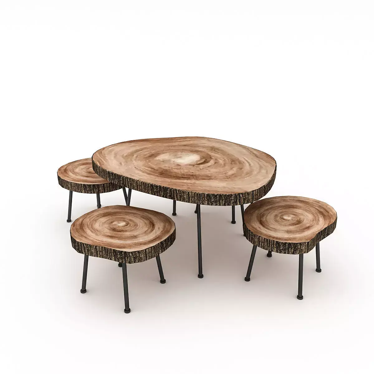 Wood Table Chair Furniture 02 Low-poly 3D model