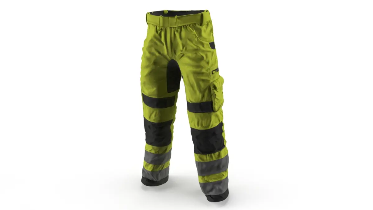Reflective Safety Trousers for Builders Yellow 3D model