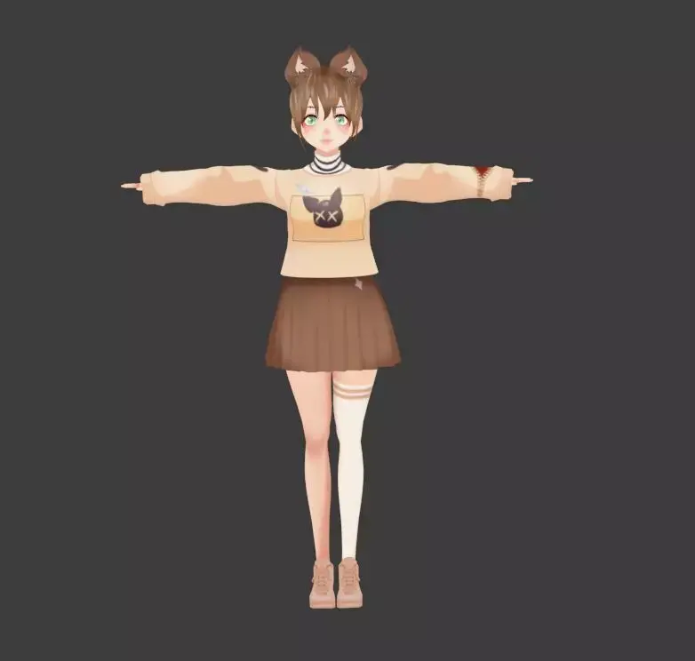 SciFi 3d anime kawaii girl character c10 Low-poly 3D model