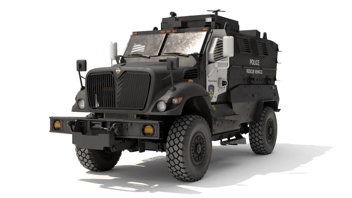 Armored Police Rescue Vehicle Black Rigged 3D model