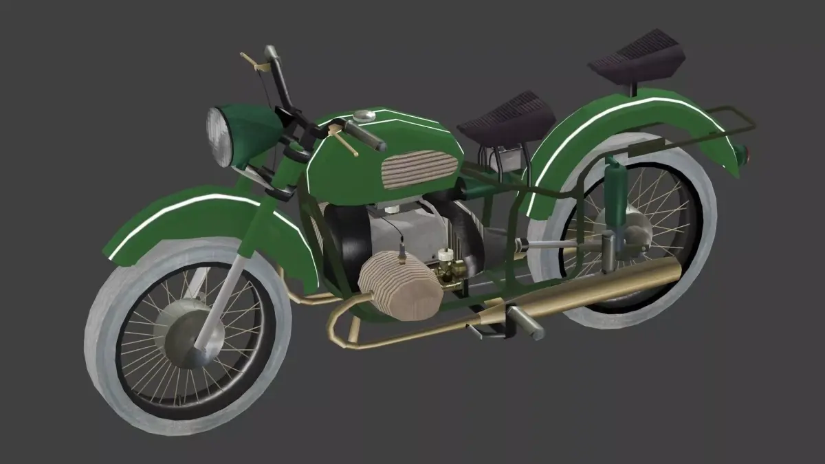 motorcycle-military version Low-poly 3D model