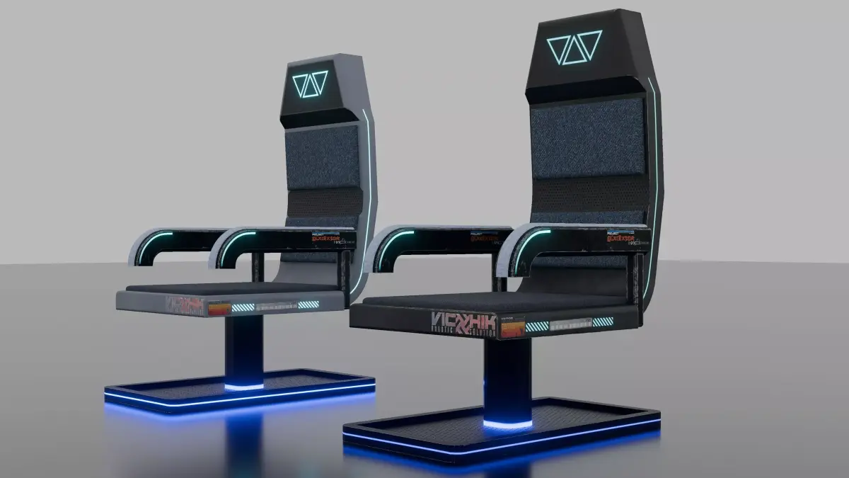 Cyberpunk Sci-Fi Gaming Chair with Neon Lights - Low Poly Low-poly 3D model