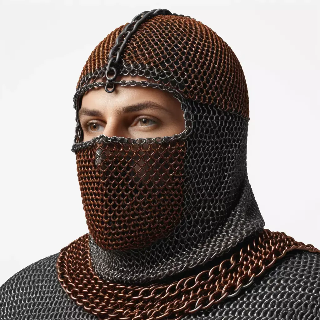 Medieval Chainmail Coif Armor Set 3D model