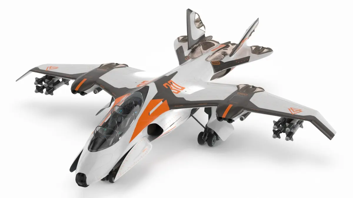 Futuristic Military Fighter Jet White Rigged 3D model purchase