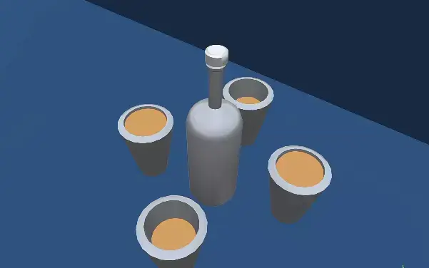Shampan bottle and glass Free low-poly 3D model