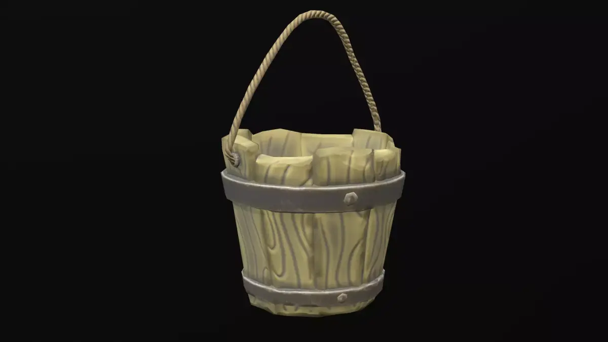 Wooden bucket Free low-poly 3D model purchase