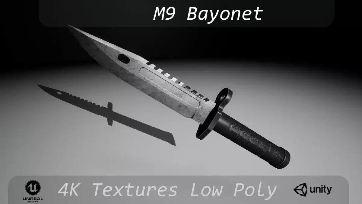 M9 Bayonet Combat  Knife Low-poly 3D model