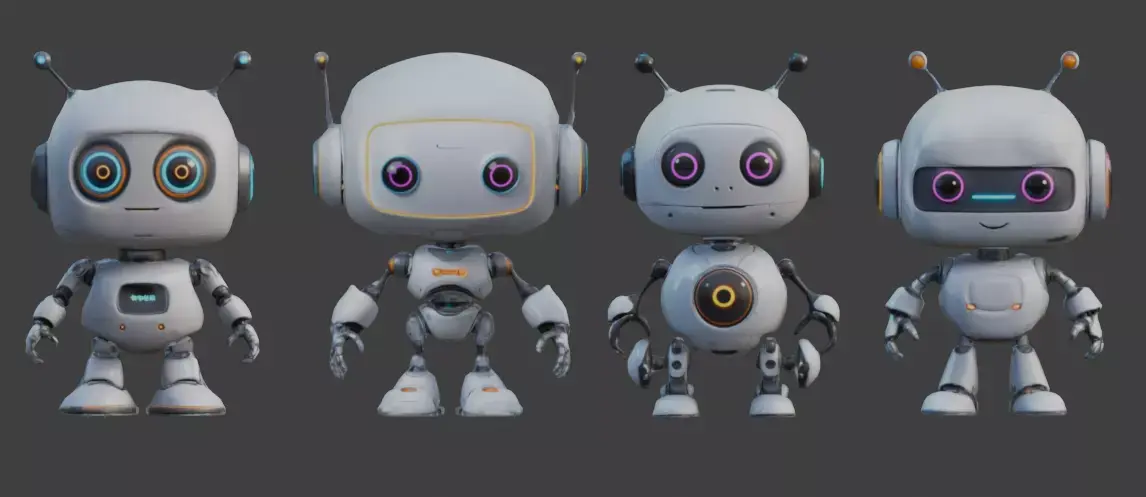 cute robots Low-poly 3D model purchase