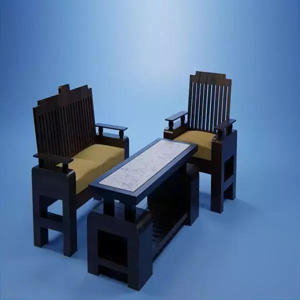 Set Wooden Furniture 6 3D model