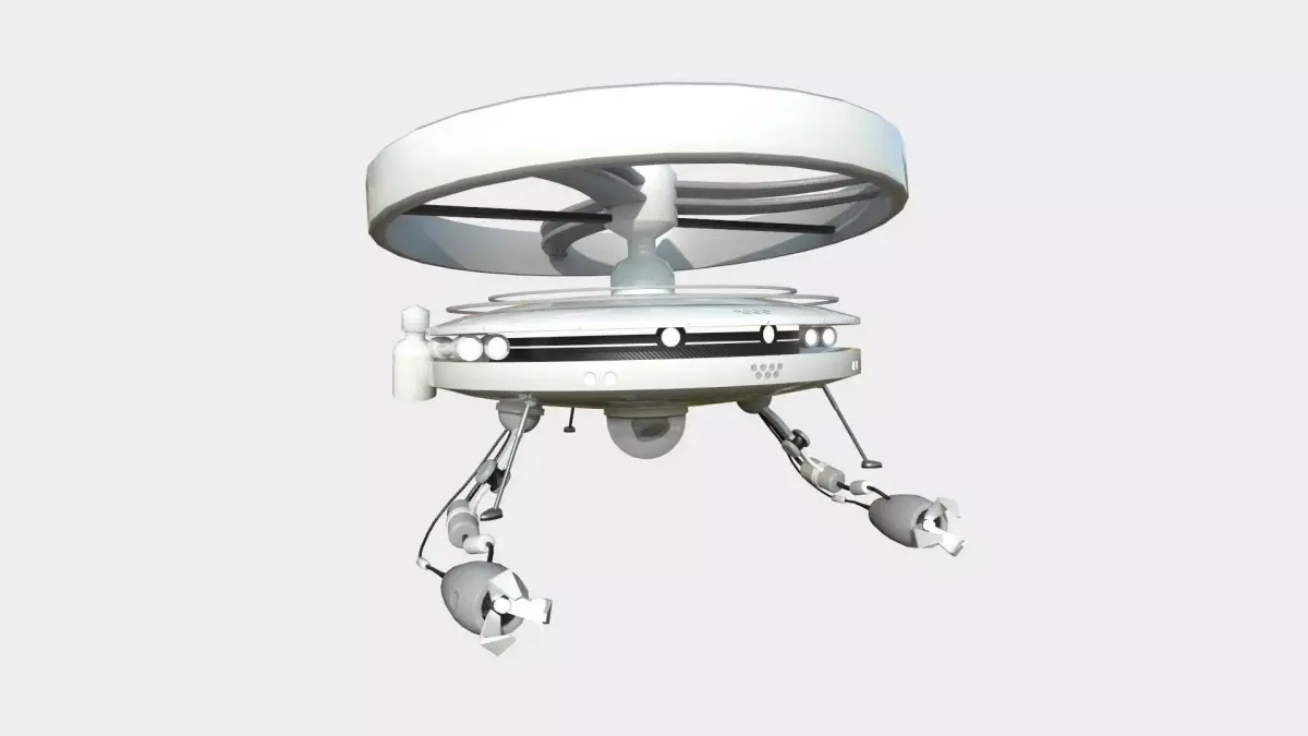 Flying Robot I07 White Gray - SciFi Character Design Low-poly 3D model