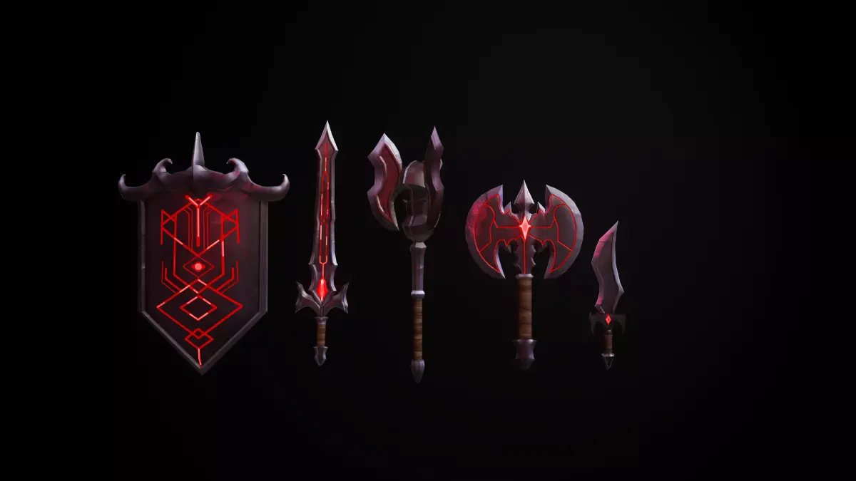 Demon Battle Pack Game Ready Fantasy Weapons Low-poly 3D model