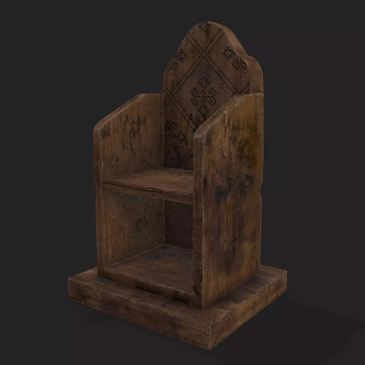 Rustic Medieval Wooden Bedside Book Shelf Free low-poly 3D model