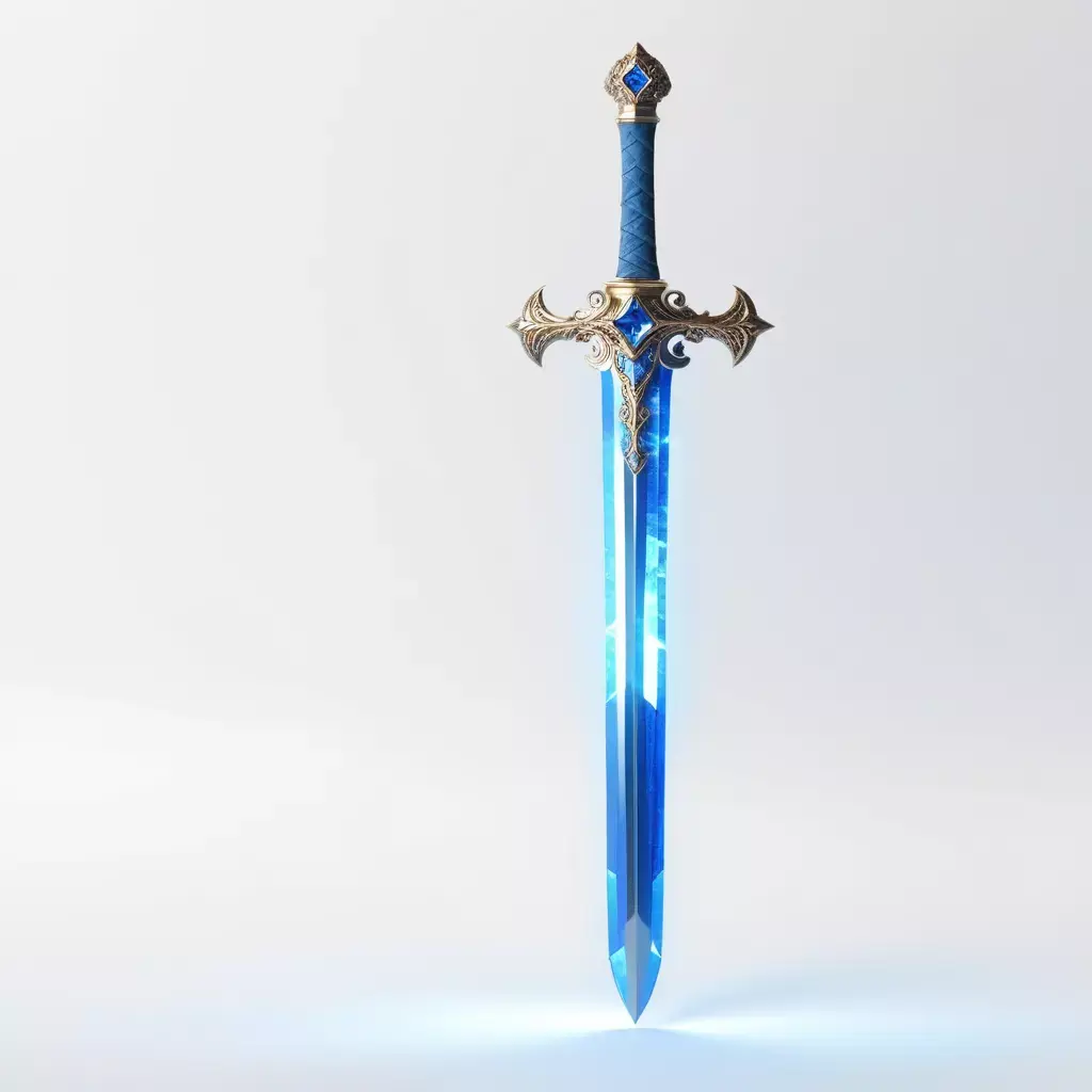 Glowing Magic Blue Crystal Sword 3D model