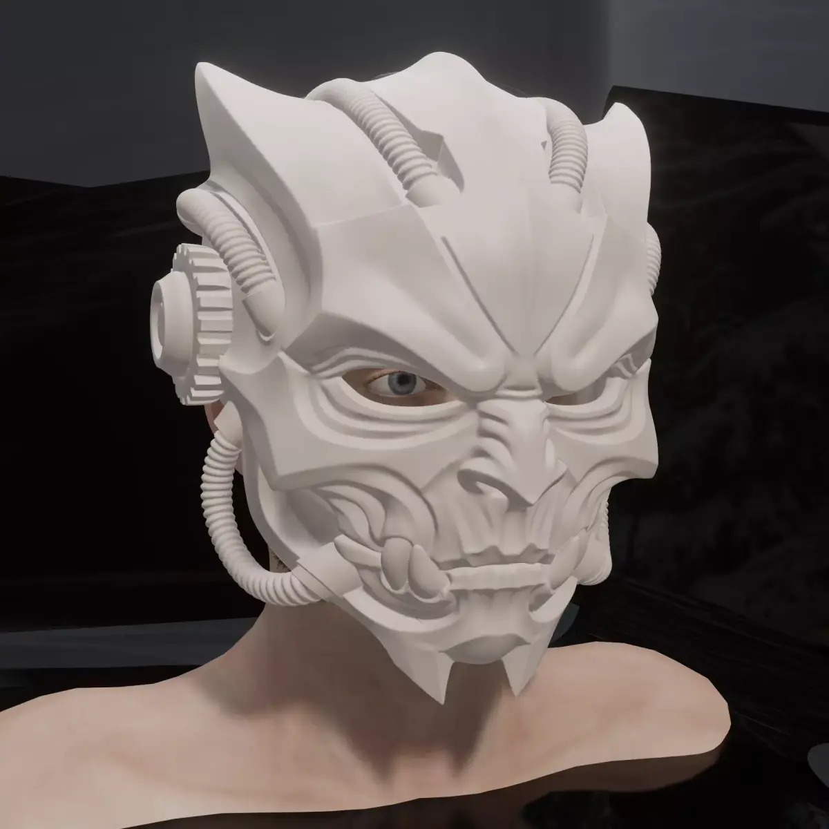Cyberpunk Samurai Half-Mask 3D print model