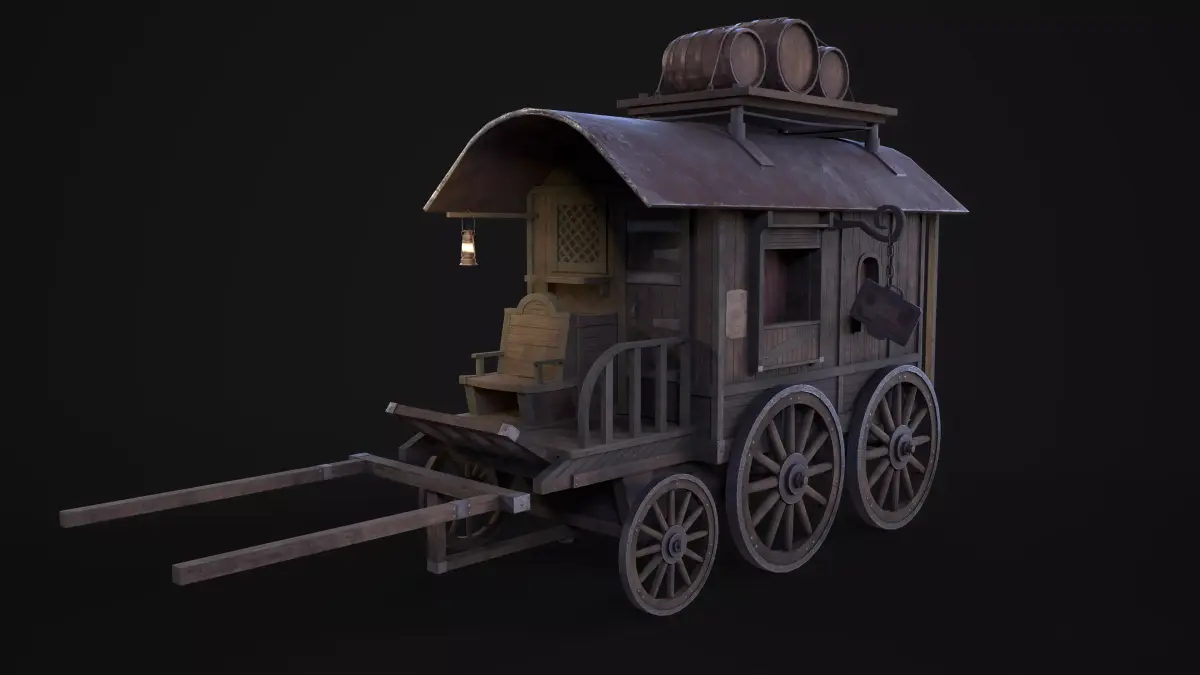 Medieval Carriage  Low-poly 3D model purchase