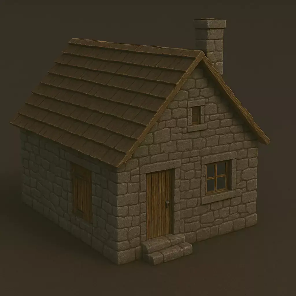 Rustic Stone Village House 3D Model 3D model