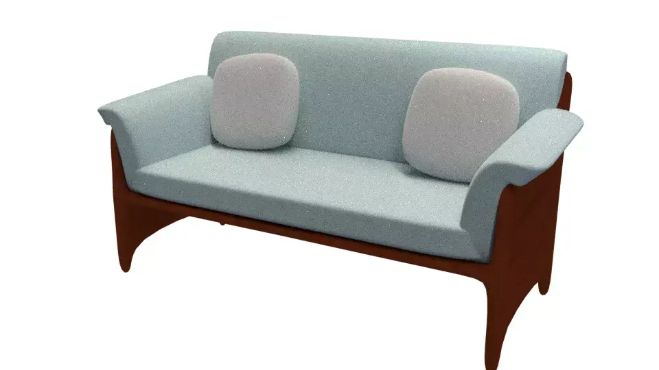 Low Poly Couch checkered ball Free low-poly 3D model