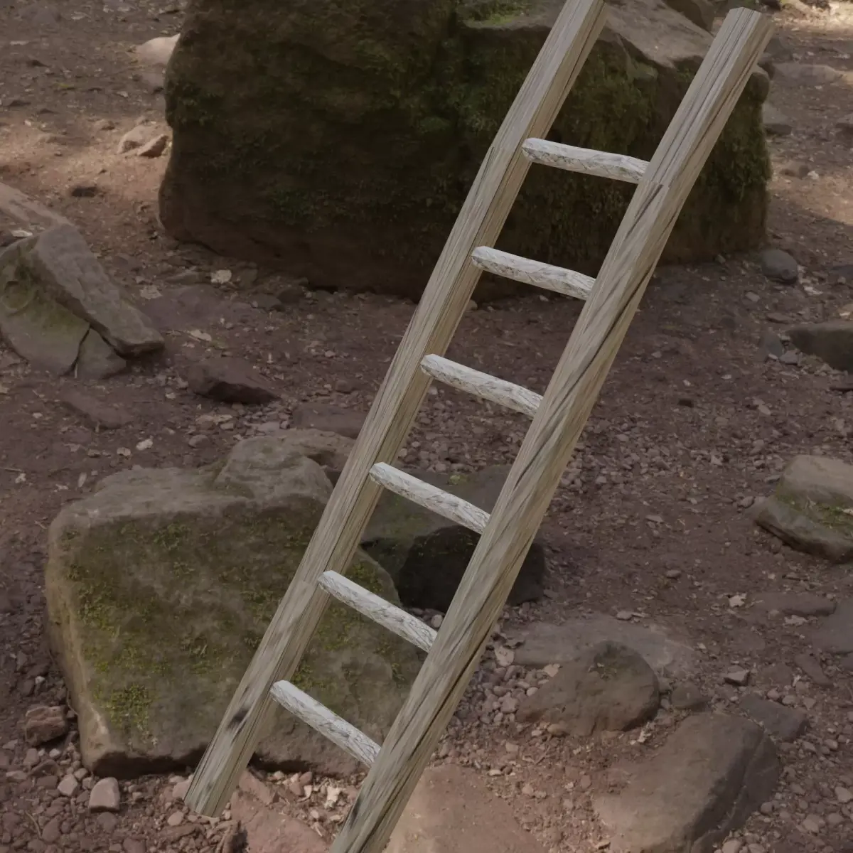 LADDER wooden in woods Free low-poly 3D model