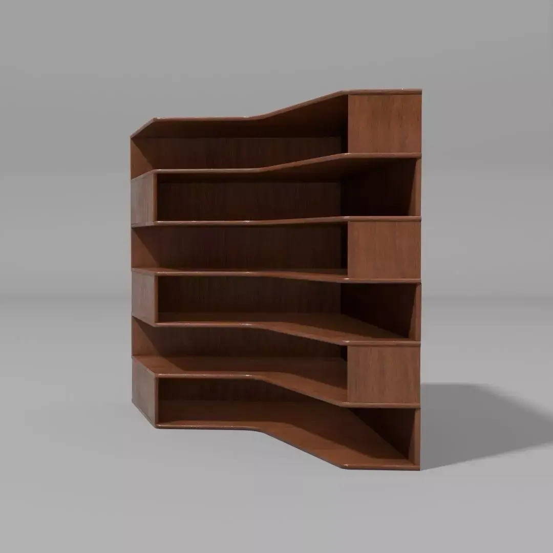Six tier corner bookshelf Free low-poly 3D model
