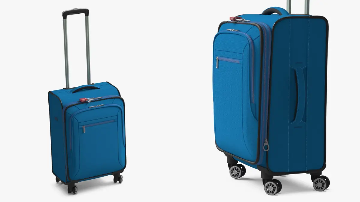 Red Combination Lock on Blue Suitcase 3D model