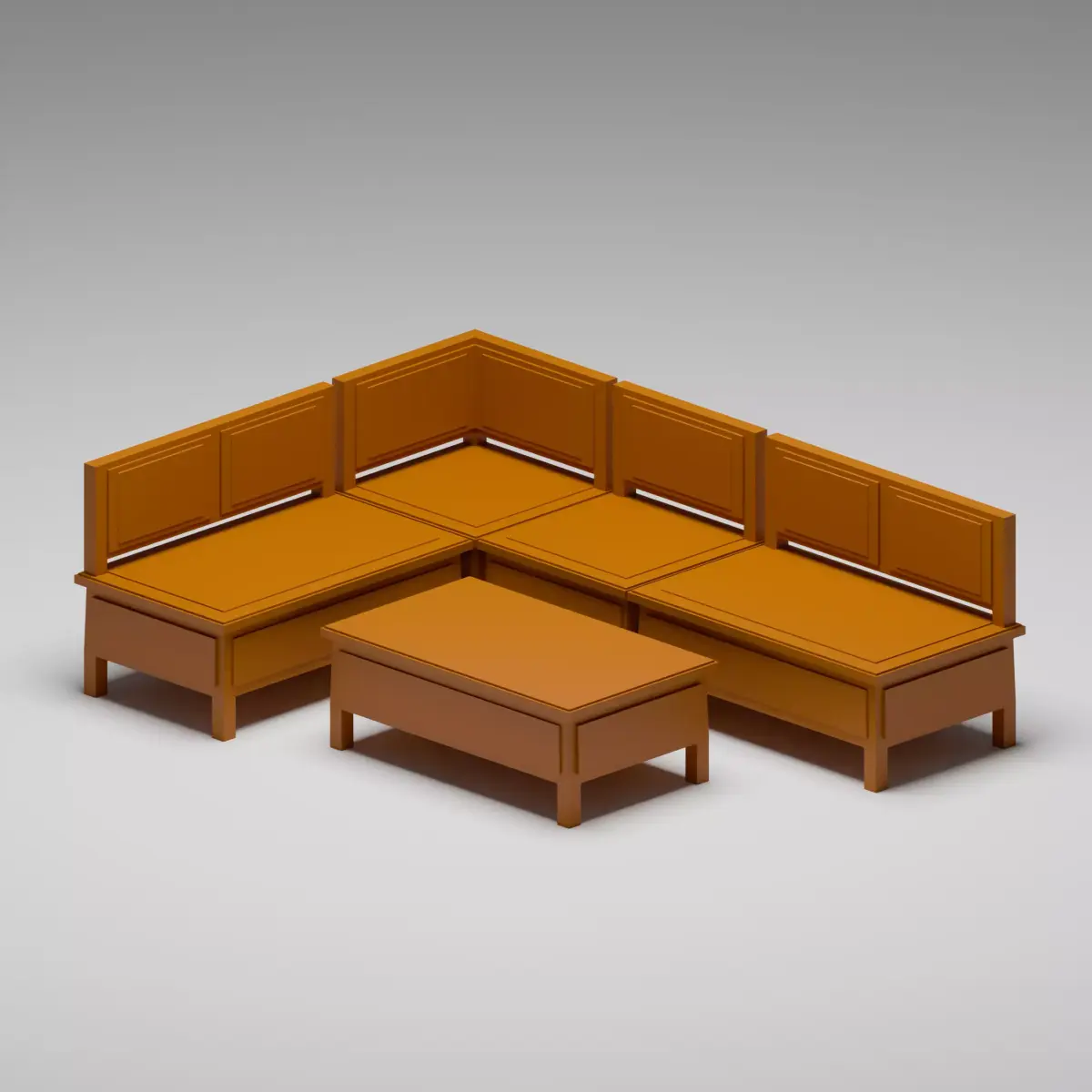 Traditional Wooden Corner Bench Free low-poly 3D model