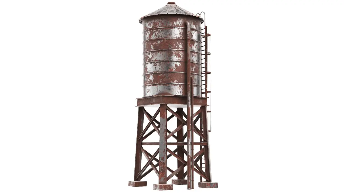 Detailed Rusted Water Tank 3D model