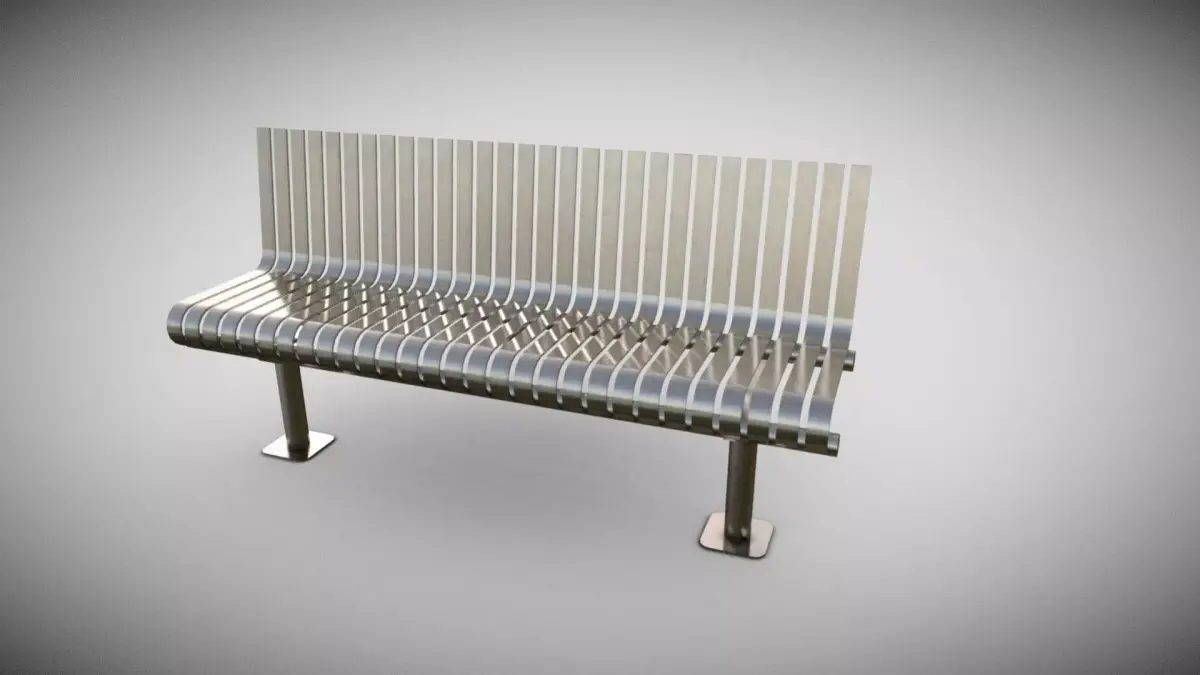 Outdoor Metalic Bench  Low-poly 3D model