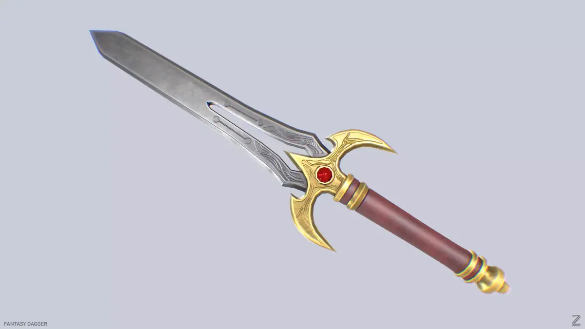 Fantasy dagger Low-poly 3D model 12
