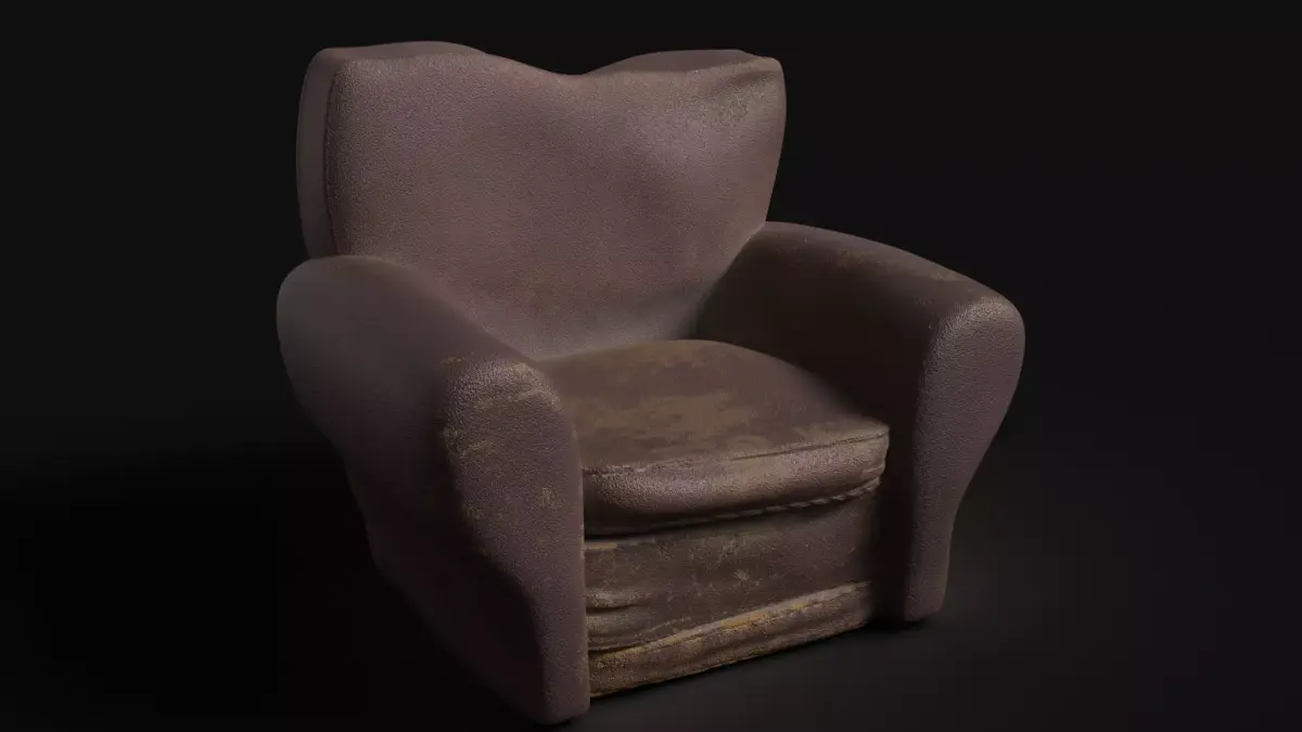 3D Worn Sofa Model Free 3D model