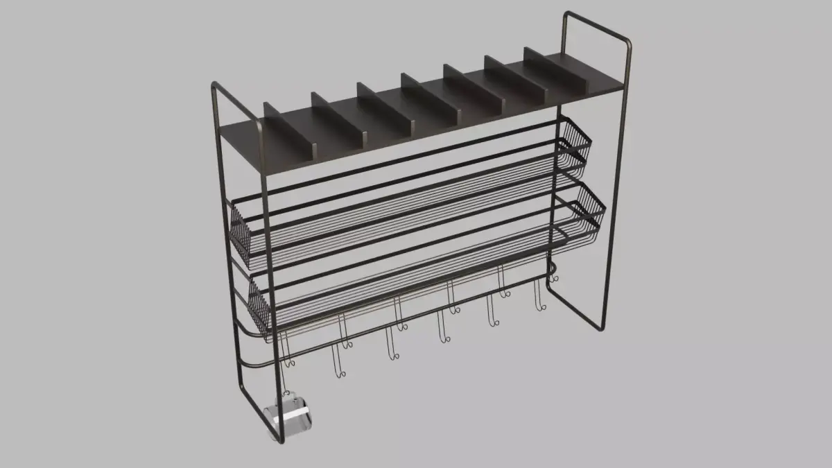 Cups Shelf Free low-poly 3D model