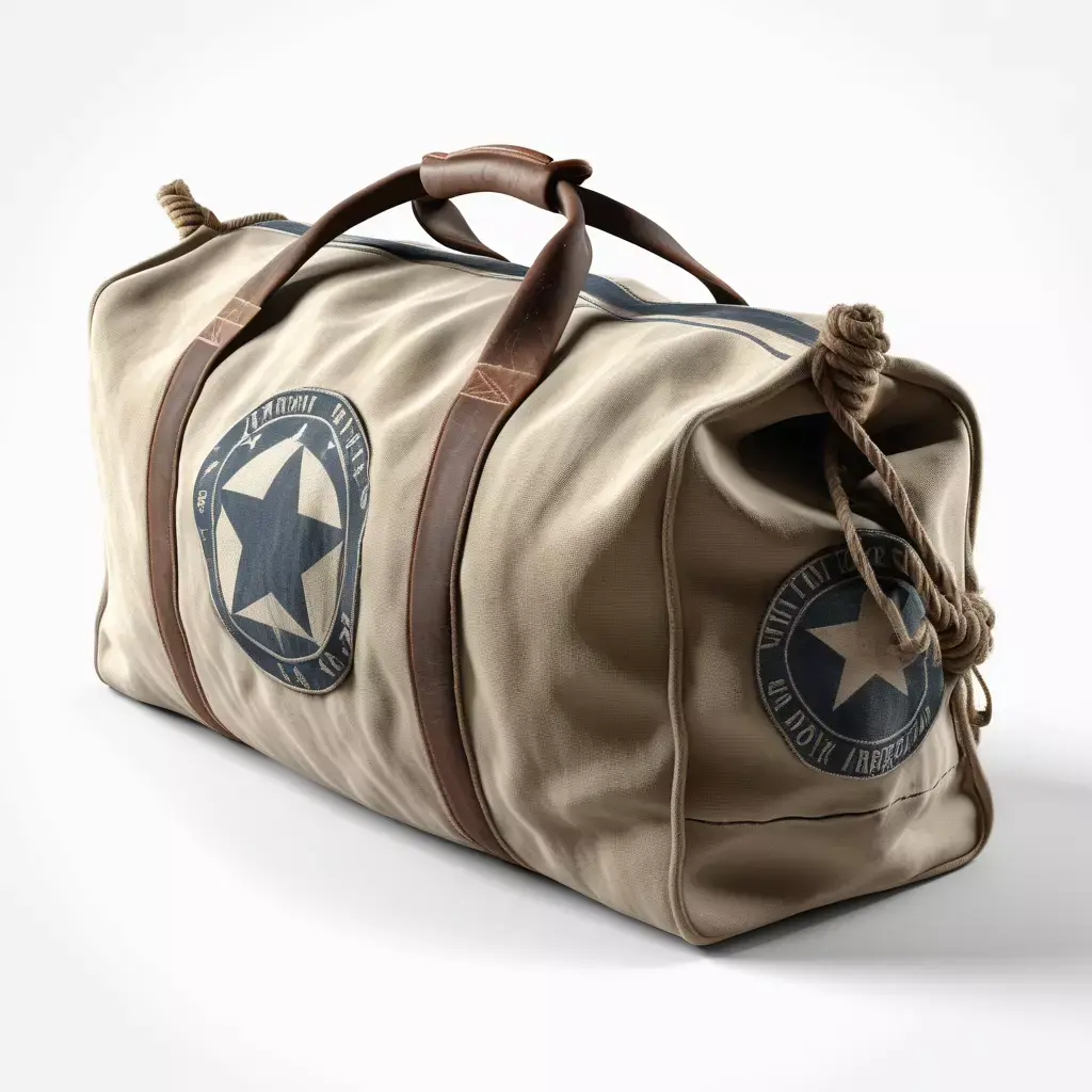 Vintage Canvas Military Style Duffel Bag 3D model