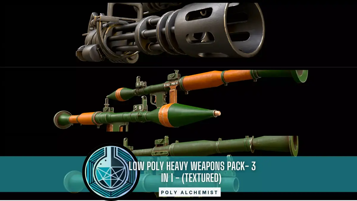 Low Poly Heavy Weapons Pack 3 In 1 - Textured  Low-poly 3D model