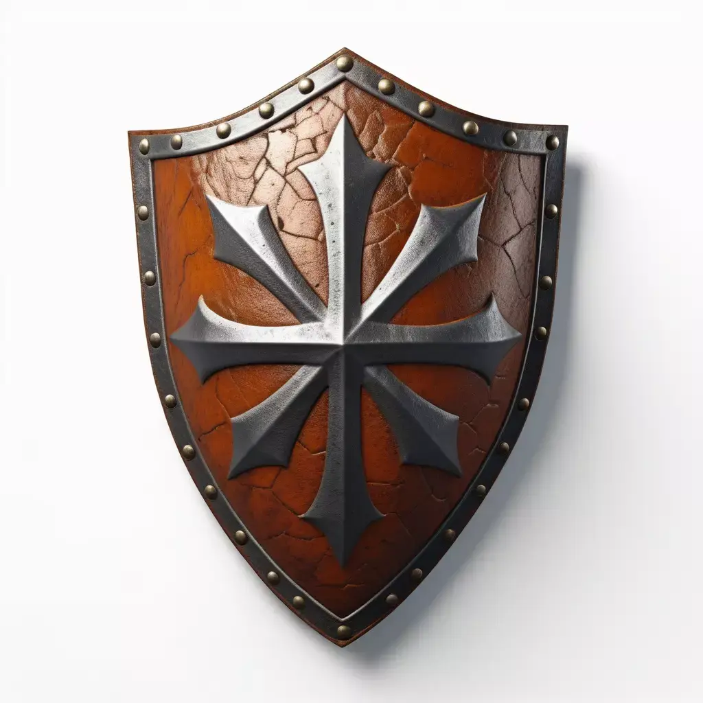 Rusty Medieval Shield with Leather Backing 3D model