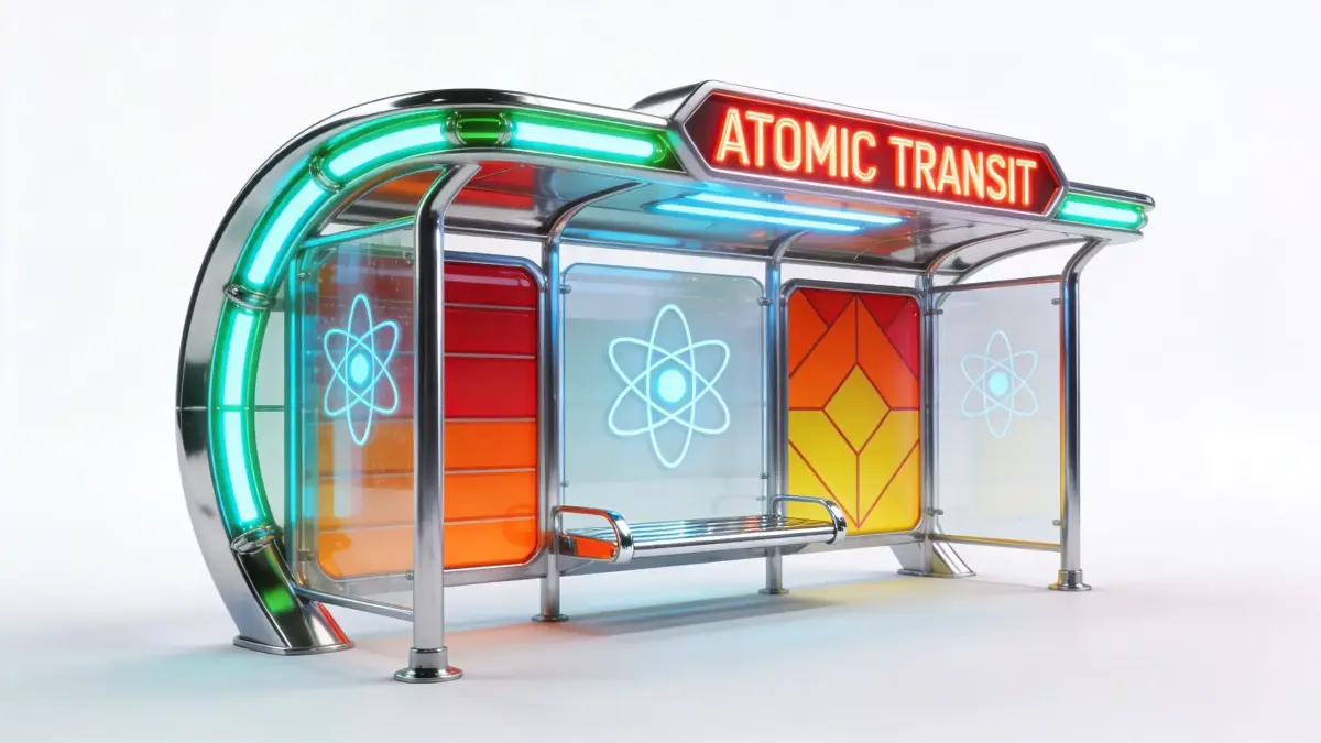 Retro-Futuristic Atompunk Bus Stop 3d Low-poly 3D model