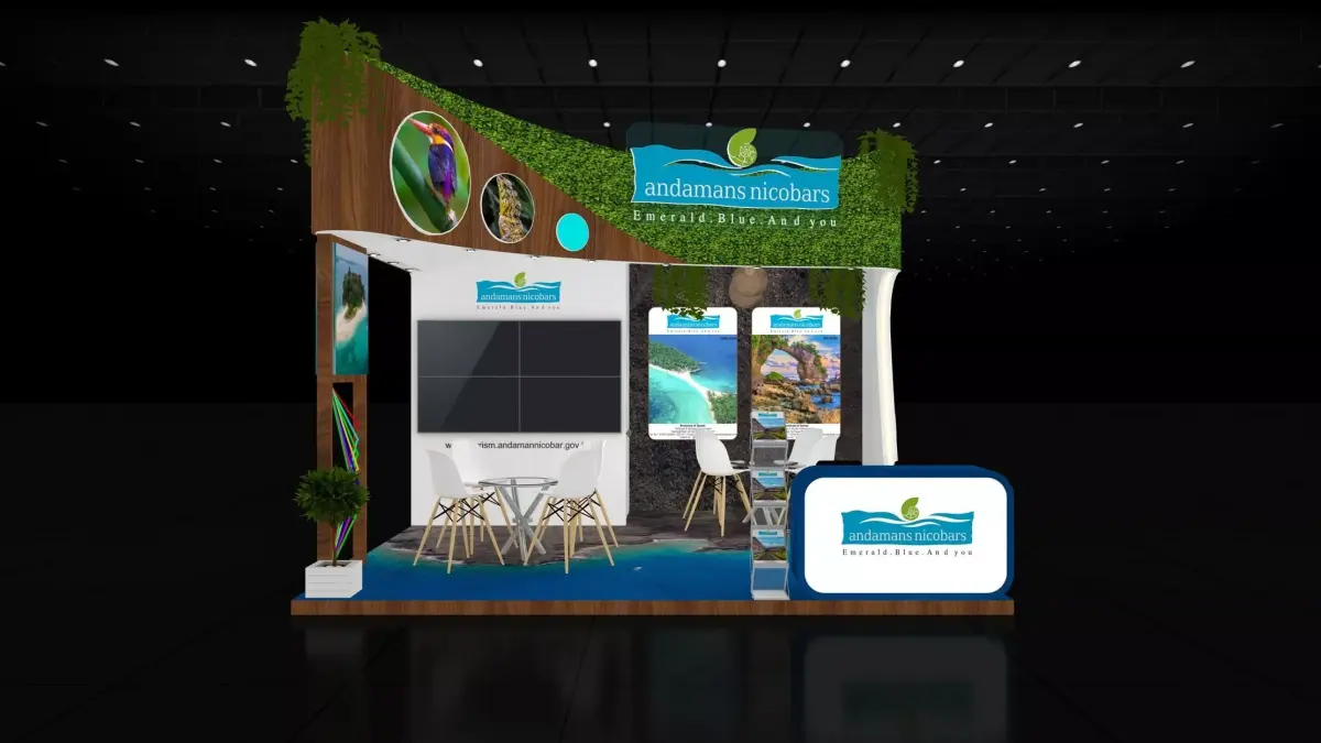 5mtr x 5mtr expo stall 3side open Exhibition Stand Free low-poly 3D model