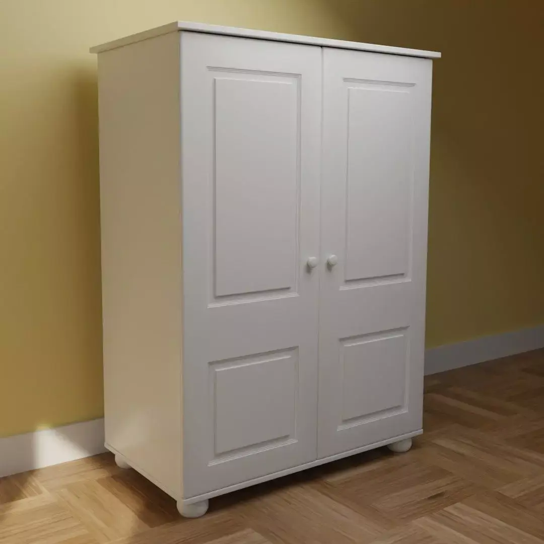 White Solid Pine Wardrobe CL111 Free 3D model