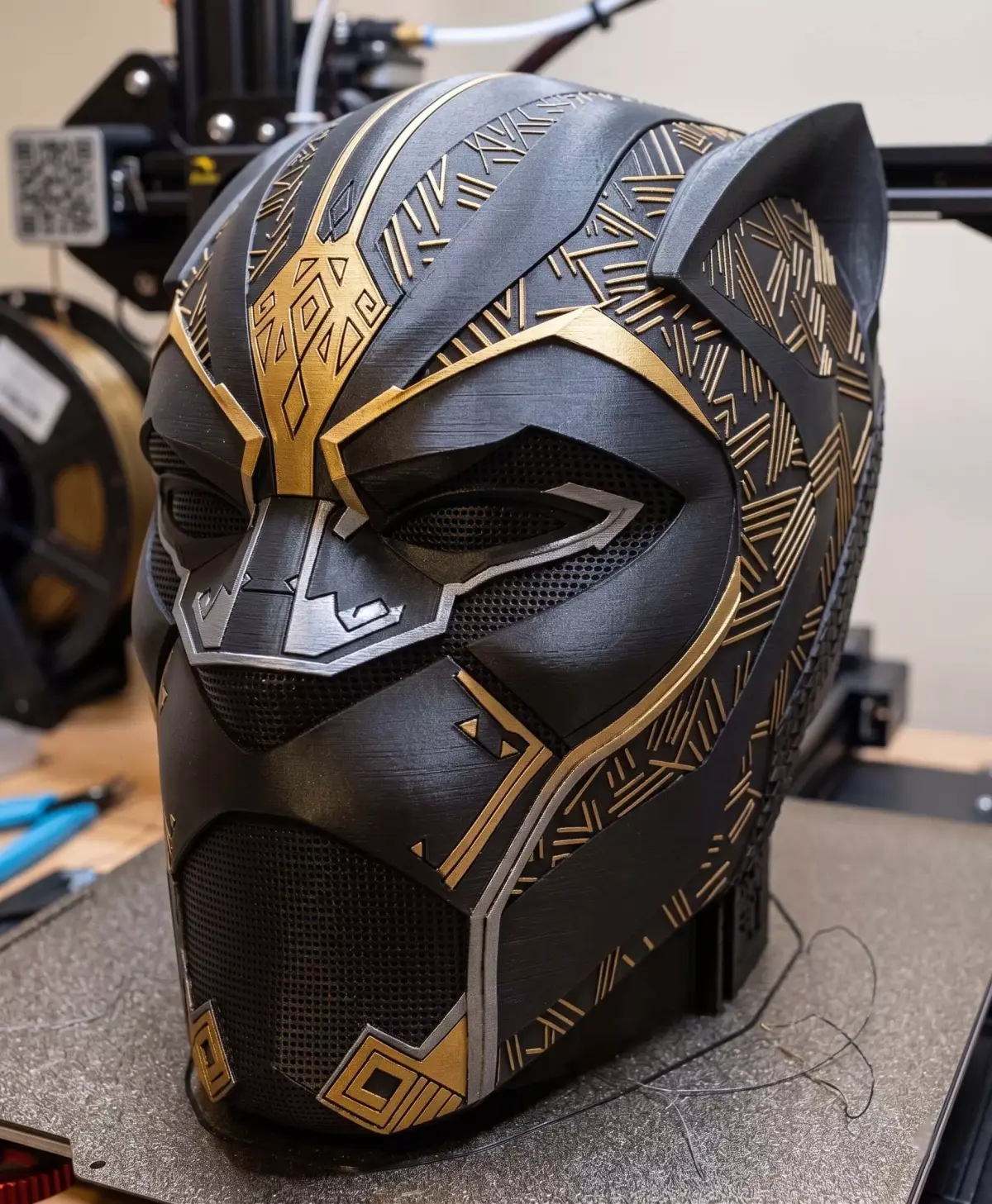 Black Panther Helmet STL File Wearable Cosplay Mask  3D model