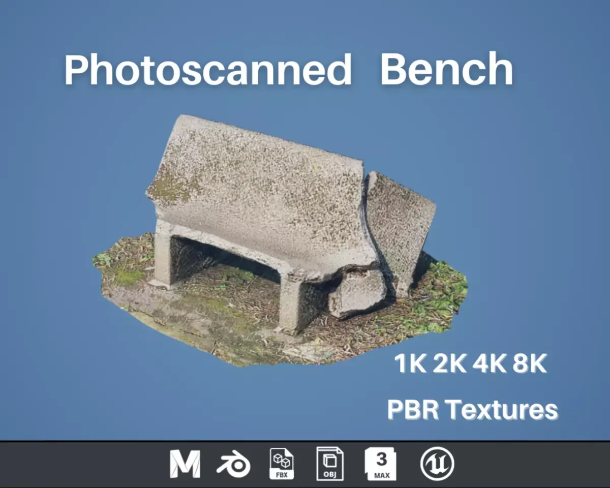 Bench 3D Scan - Low-poly 3D model Low-poly 3D model